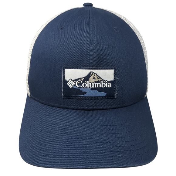 Columbia Snapback Mesh Back Trucker Hat Blue One Size Patch Outdoor - Picture 1 of 9